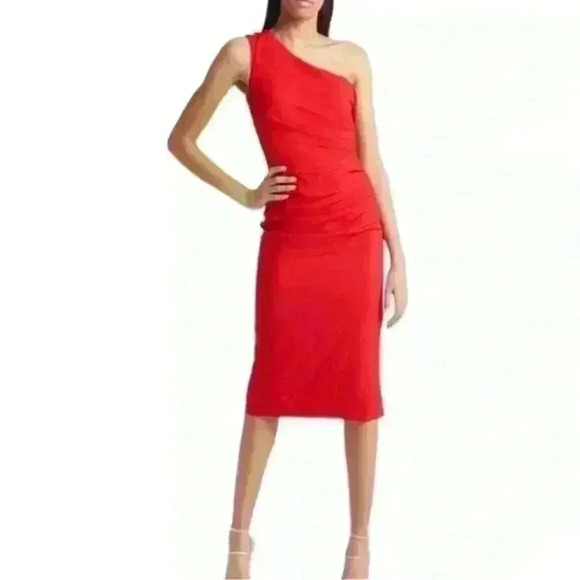 Dress the Population Black Martine Stretch Crepe One-Shoulder Dress - Picture 1 of 12